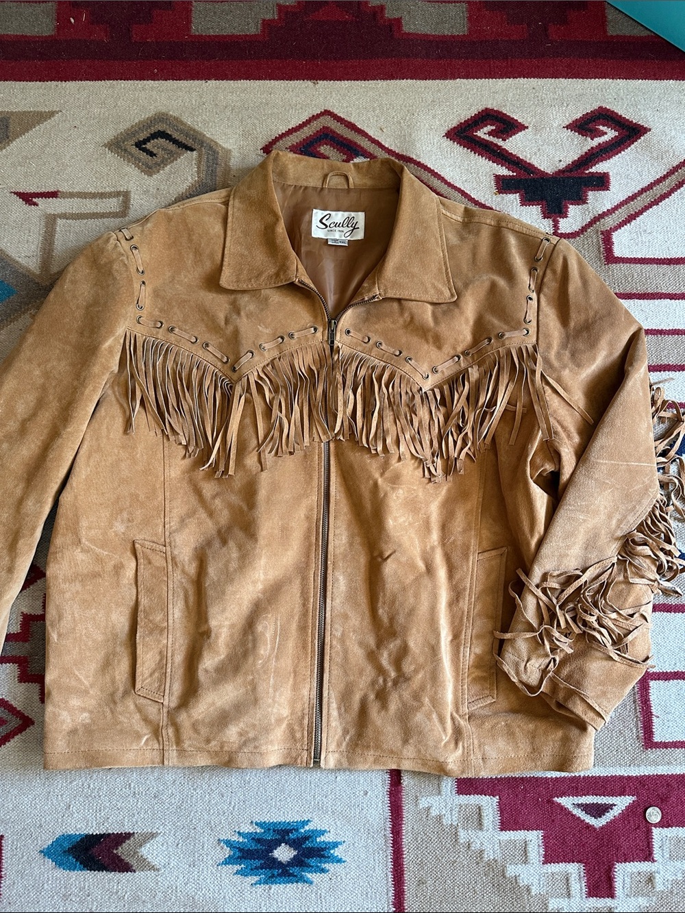 Vintage 90s Scully Genuine Suede Fringe Jacket XXL